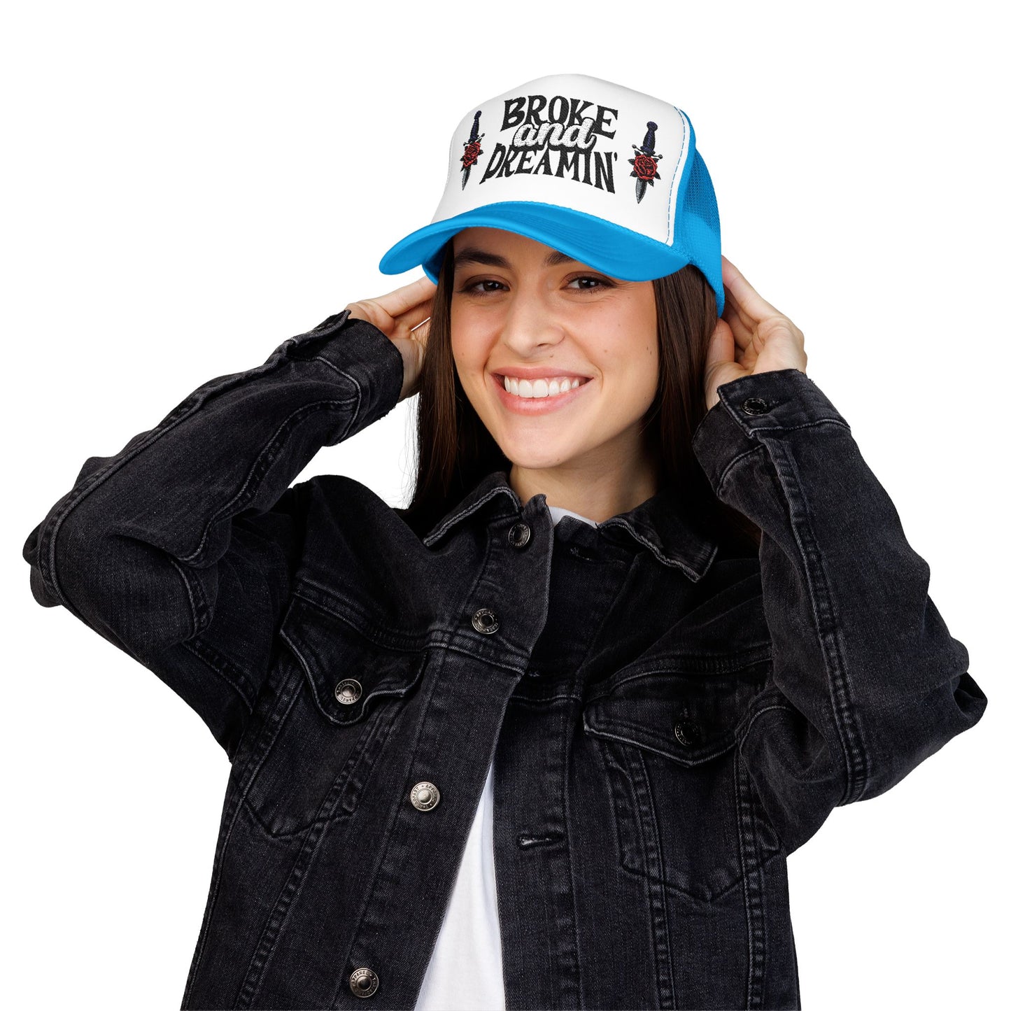 "Knife/Rose" Unisex Foam Trucker Hat - Broke and Dreamin' Hats