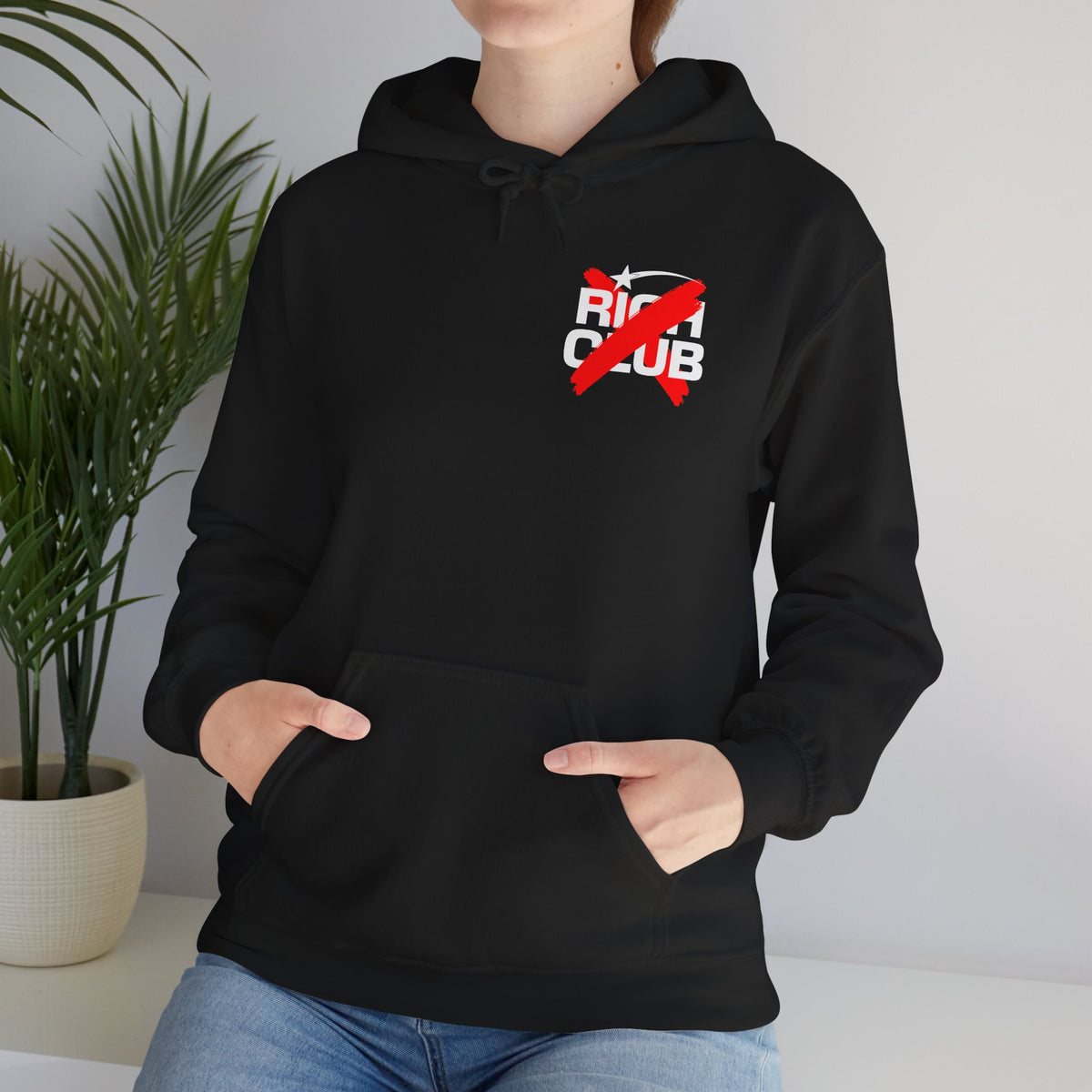 "Rich Club" Red Logo Unisex College Hoodie - Broke & Dreamin' Hoodies