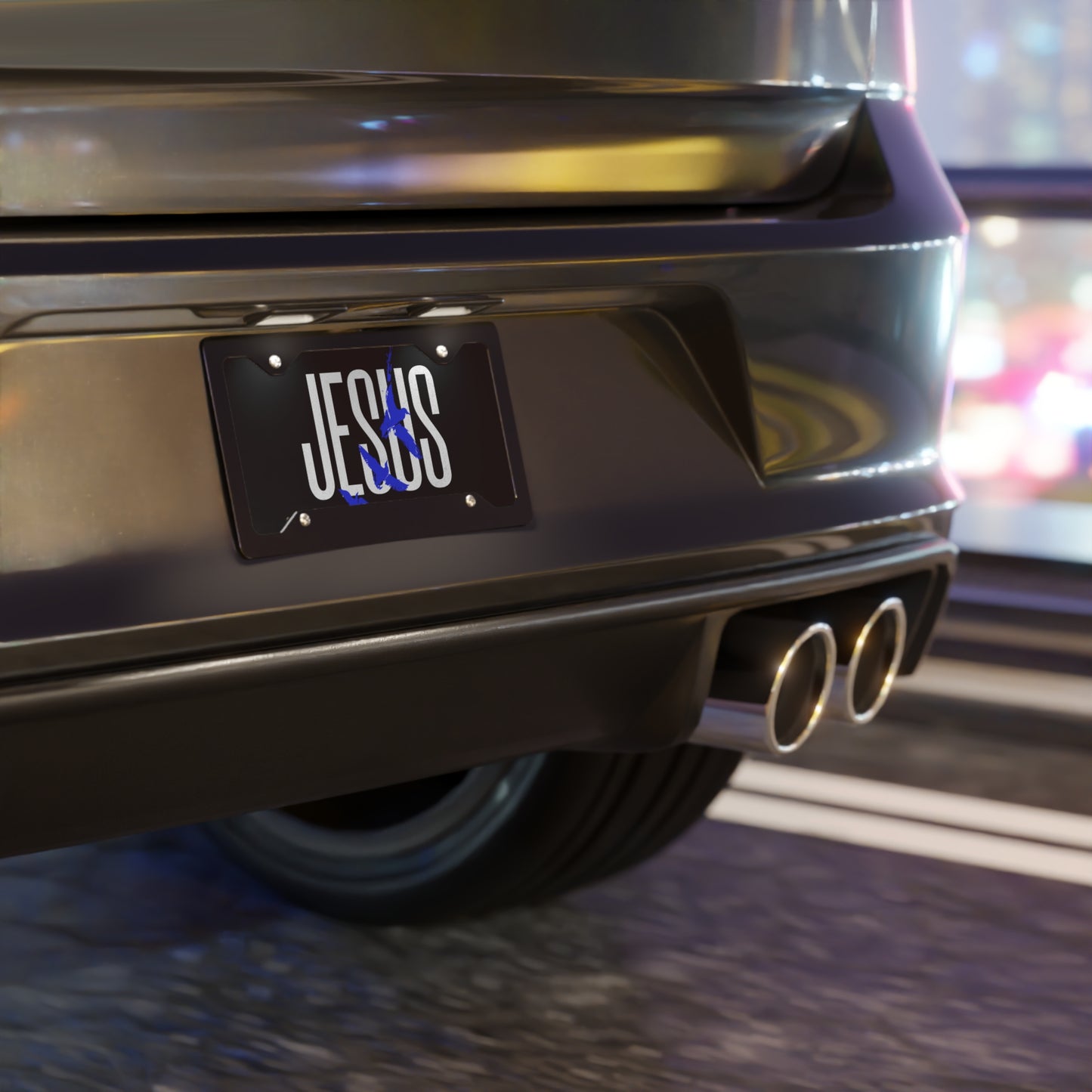 "Jesus Logo Blue" Vanity Plate - Broke & Dreamin' Vanity Plates
