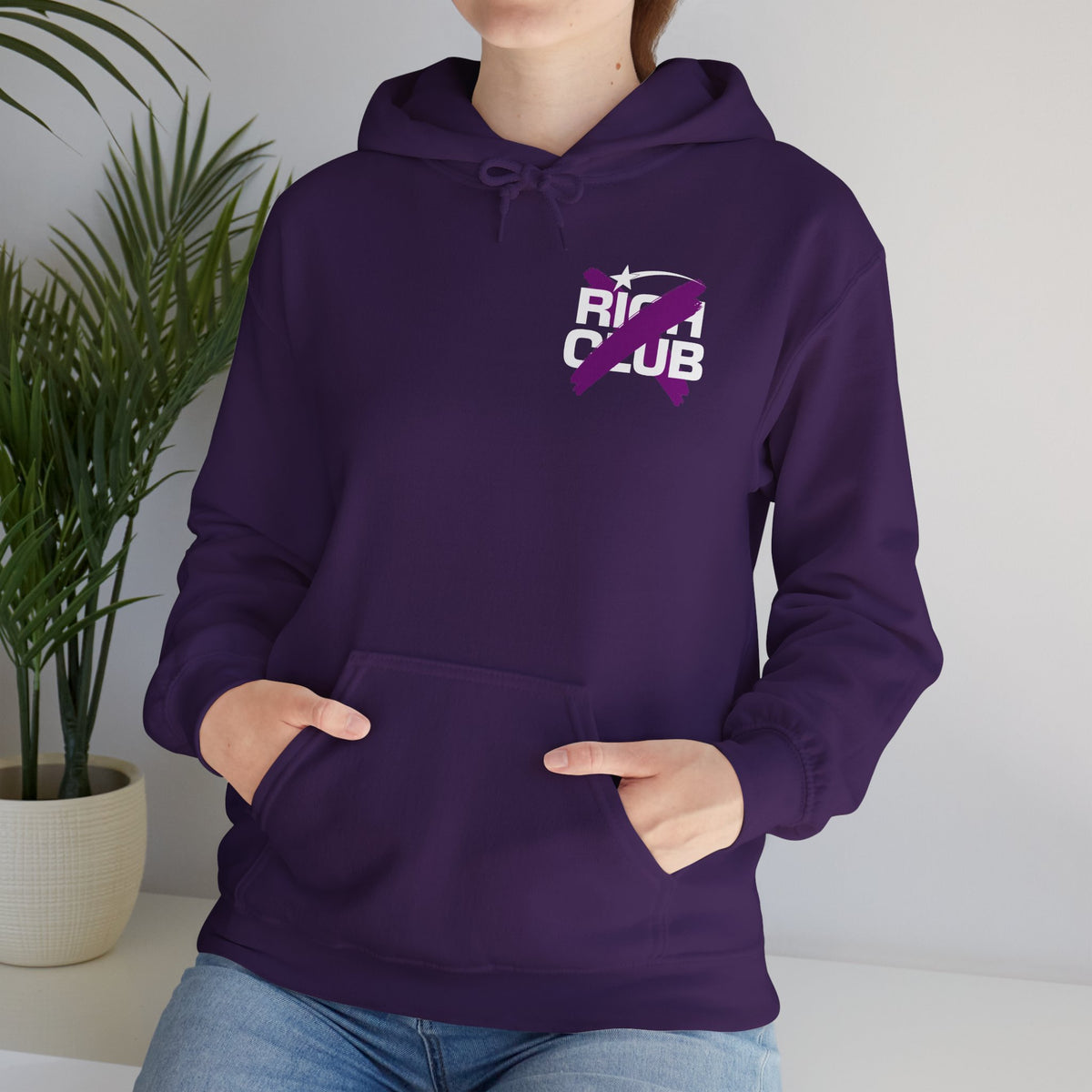 "Rich Club" Purple Logo Unisex College Hoodie - Broke & Dreamin' Hoodies
