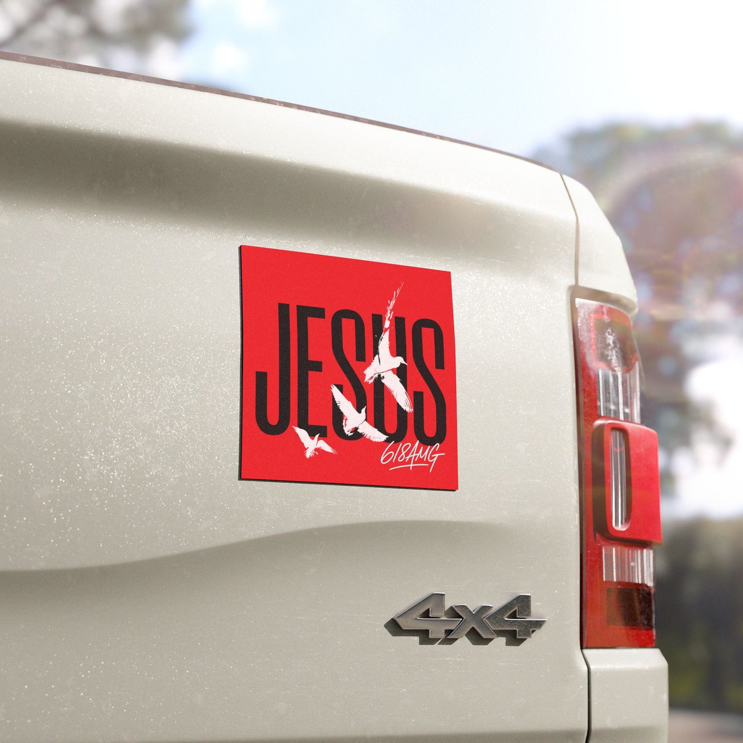 "Jesus x 618AMG” Red Car Magnet - Broke & Dreamin' Magnets