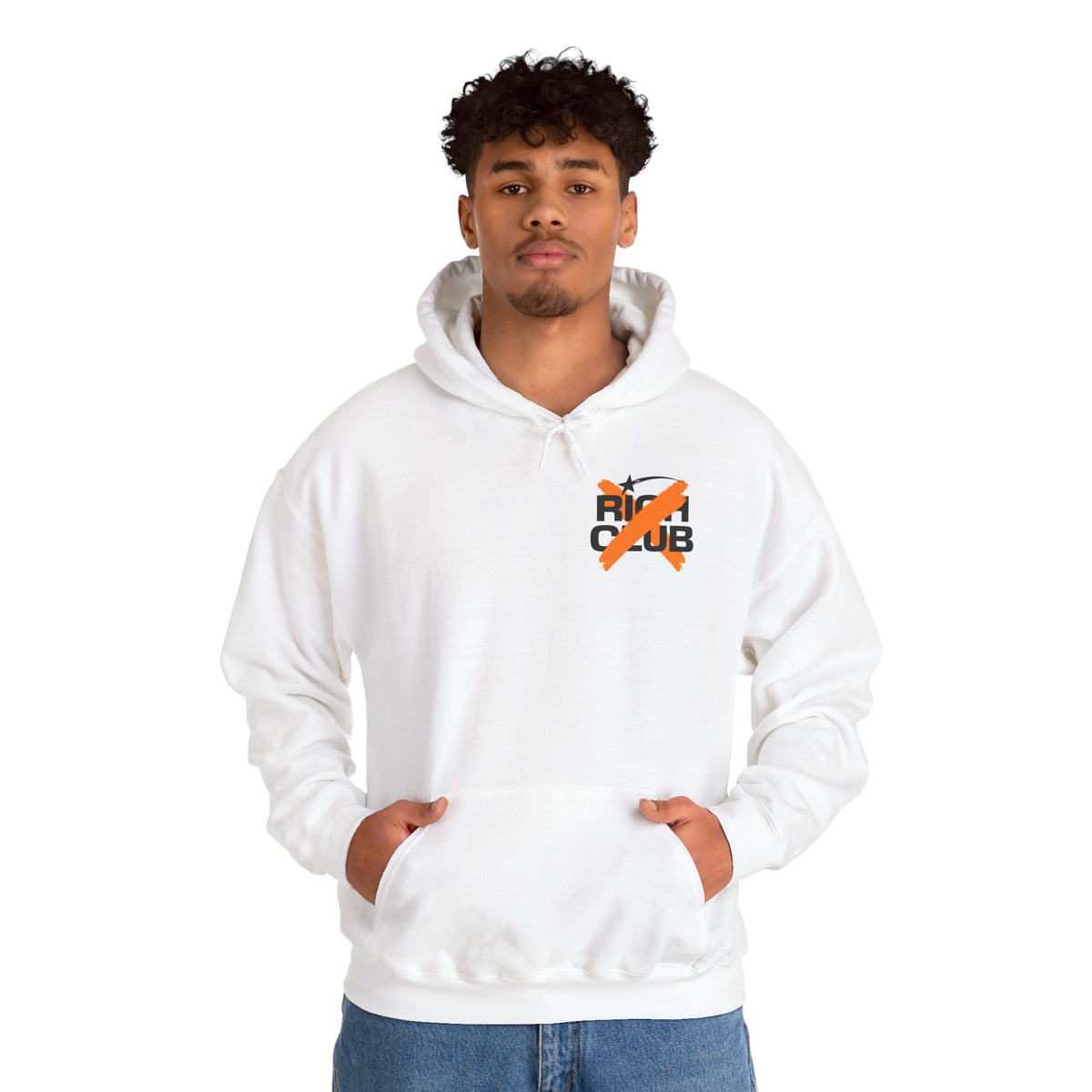 "Rich Club" Orange Logo Unisex College Hoodie - Broke & Dreamin' Hoodies