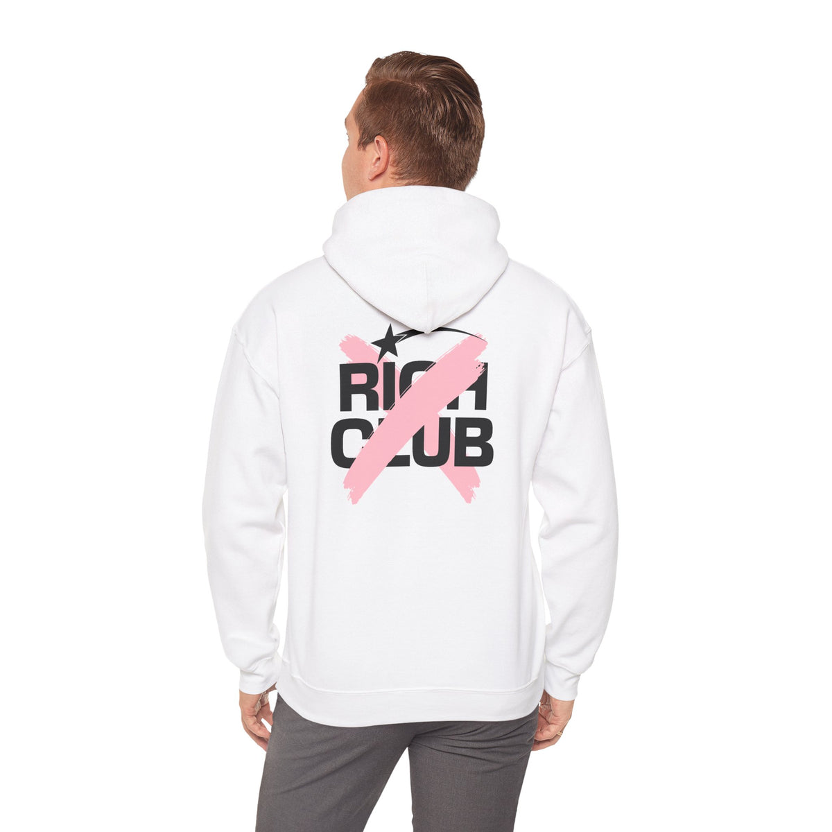 "Rich Club" Pink Logo Unisex College Hoodie - Broke & Dreamin' Hoodies