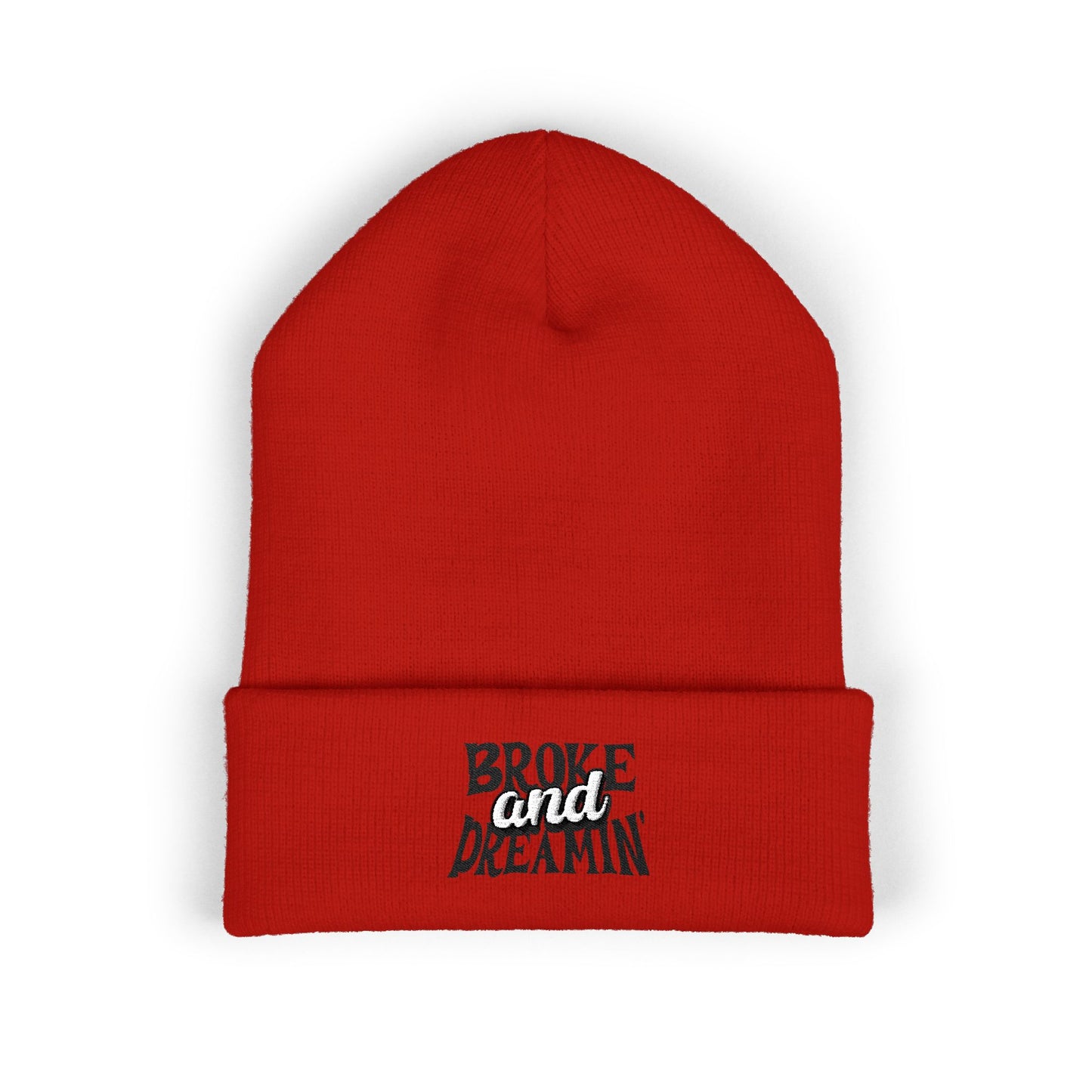 "Broke and Dreamin' Logo" Embroidered Cuffed Beanie - Broke & Dreamin' Beanies