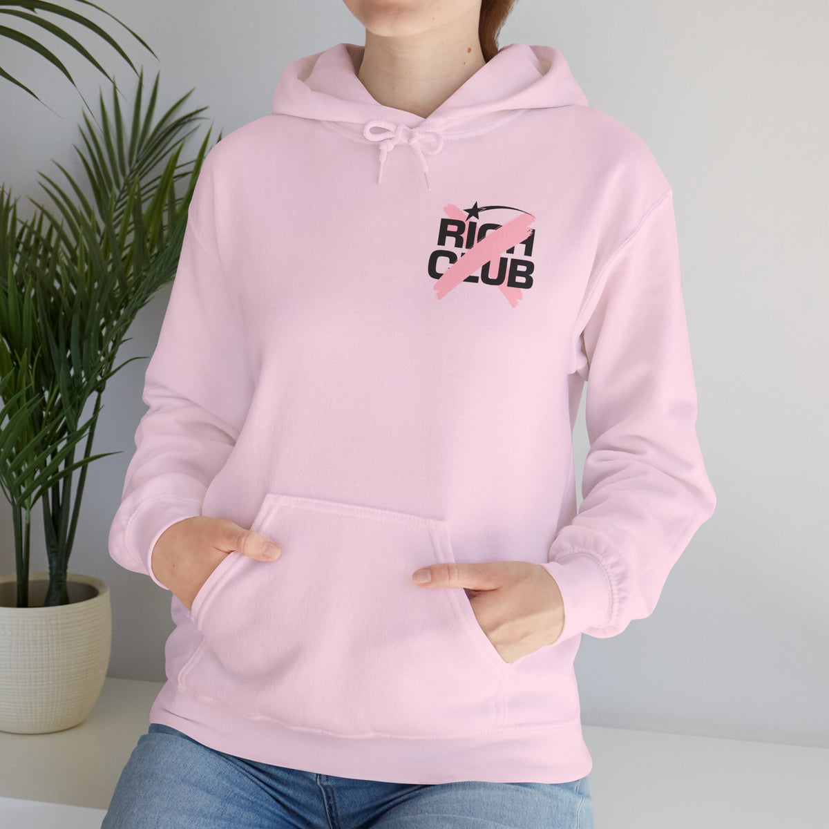"Rich Club" Pink Logo Unisex College Hoodie - Broke & Dreamin' Hoodies