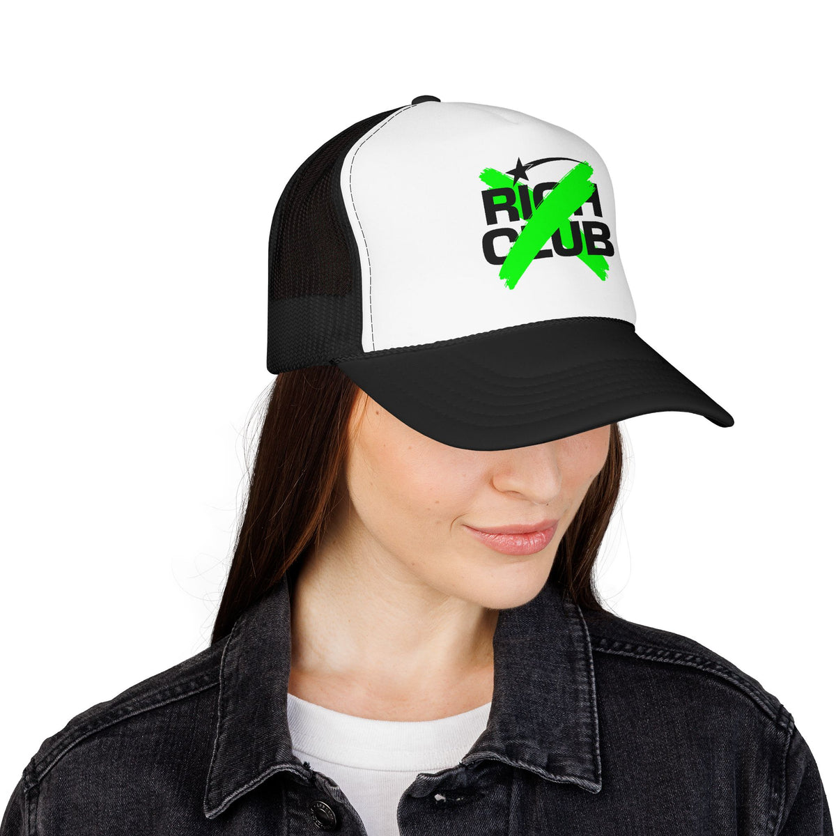 "Rich Club" Green Logo Unisex Foam Trucker Hat - Broke and Dreamin' Hats