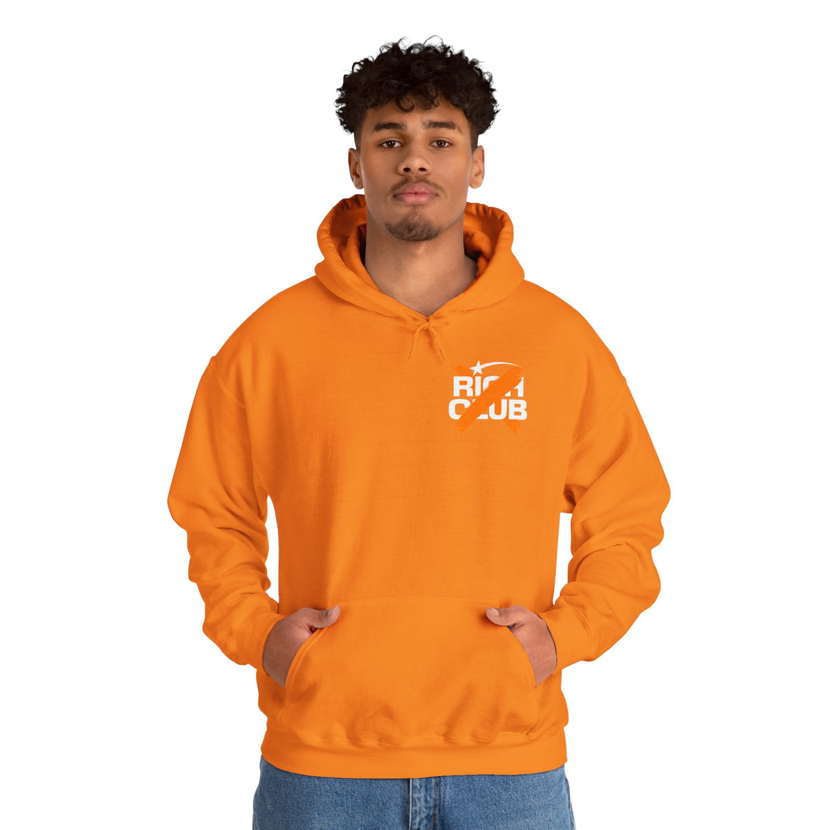"Rich Club" Orange Logo Unisex College Hoodie - Broke & Dreamin' Hoodies