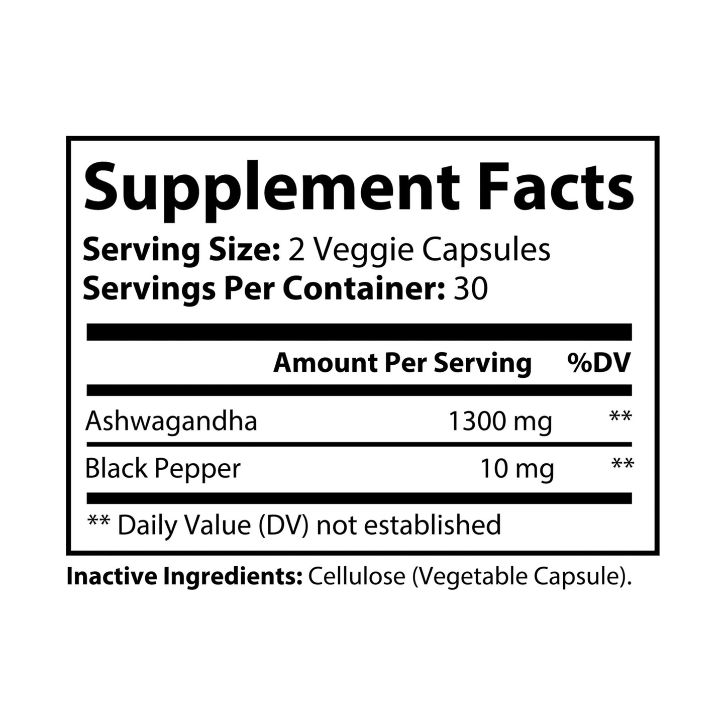 Ashwagandha and Black Pepper Supplement (60 capsules) - Broke & Dreamin' Supplements