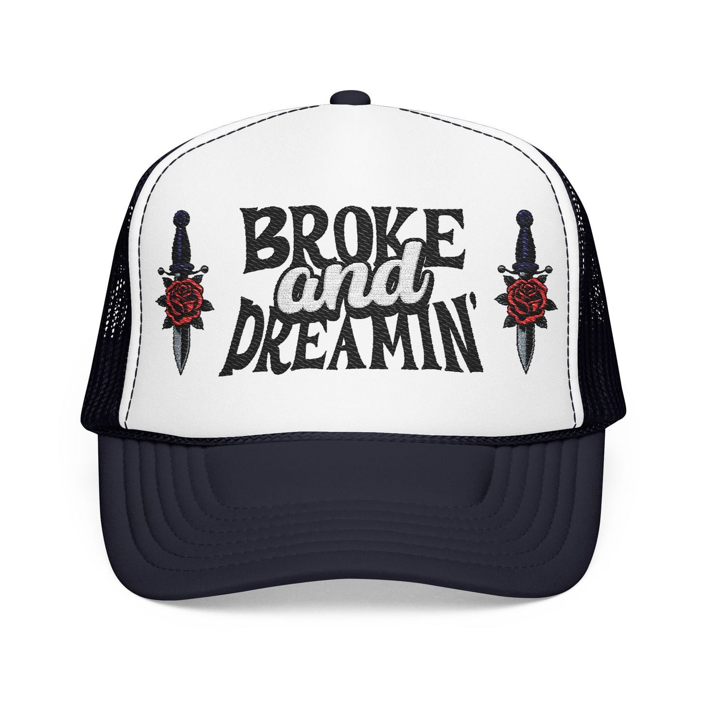 "Knife/Rose" Unisex Foam Trucker Hat - Broke and Dreamin' Hats