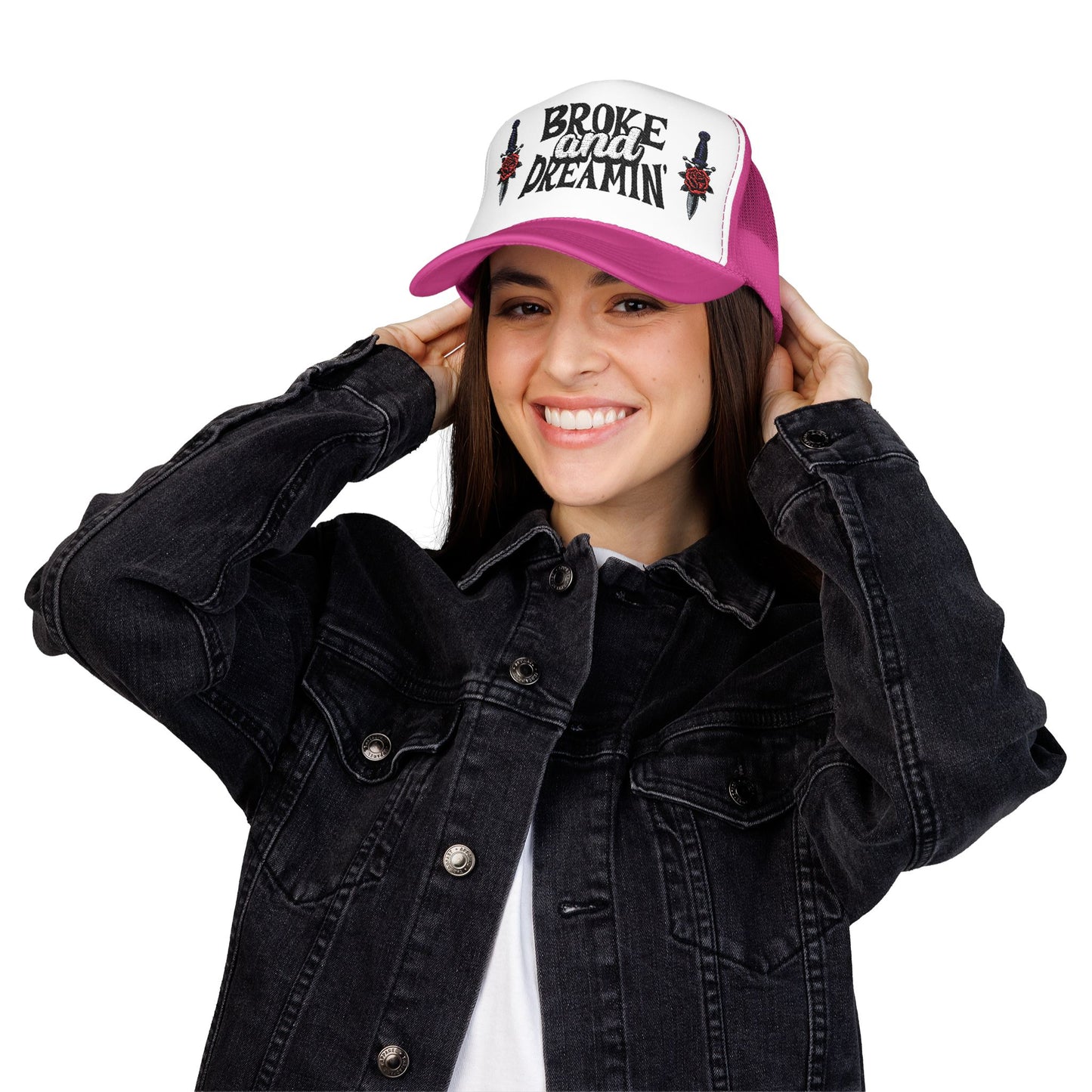 "Knife/Rose" Unisex Foam Trucker Hat - Broke and Dreamin' Hats
