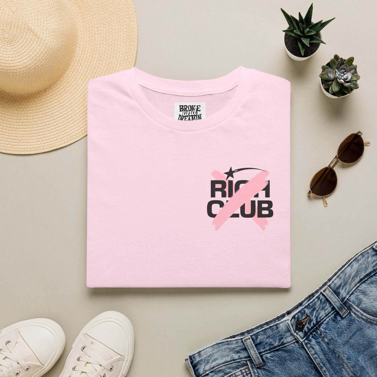 "Rich Club" Pink Logo Unisex T-Shirt - Broke & Dreamin' T-Shirts