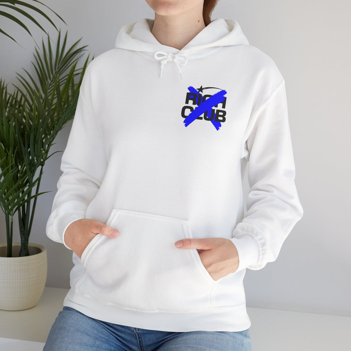 "Rich Club" Blue Logo Unisex College Hoodie - Broke & Dreamin' Hoodies