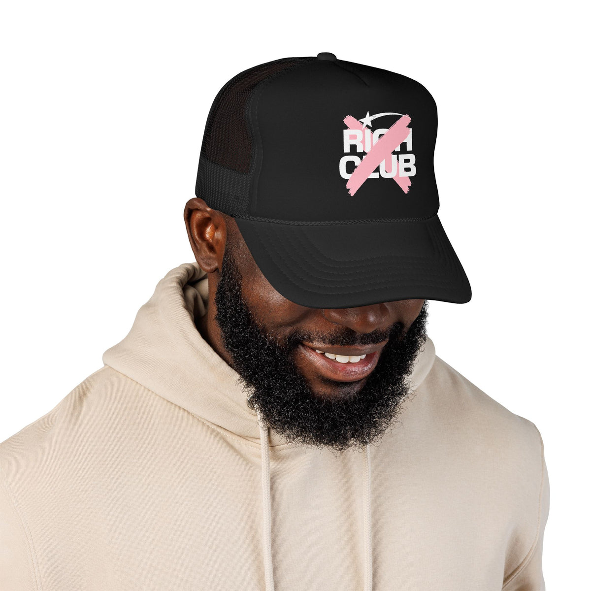 "Rich Club" Pink Logo Unisex Foam Trucker Hat - Broke and Dreamin' Hats