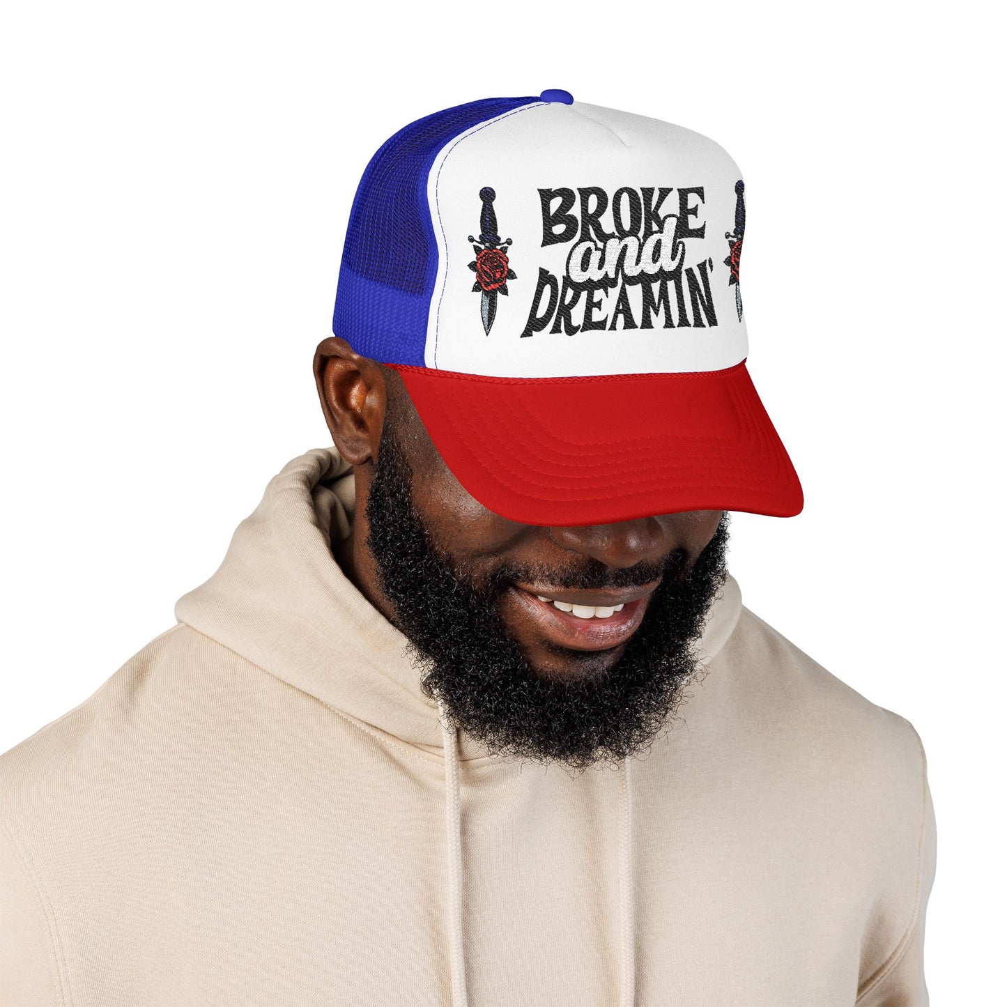 "Knife/Rose" Unisex Foam Trucker Hat - Broke and Dreamin' Hats