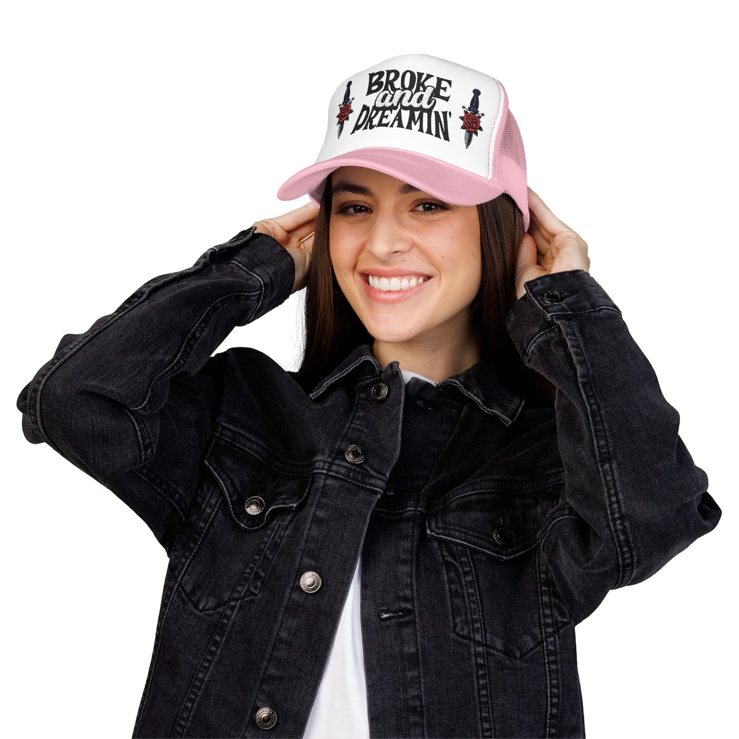 "Knife/Rose" Unisex Foam Trucker Hat - Broke and Dreamin' Hats