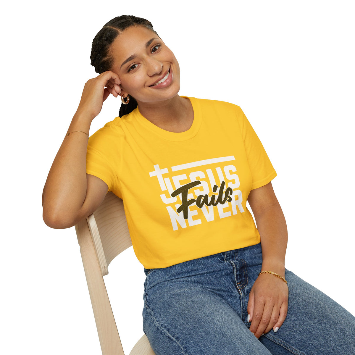 "Jesus Never Fails” Unisex T-Shirt - Broke & Dreamin' T-Shirts