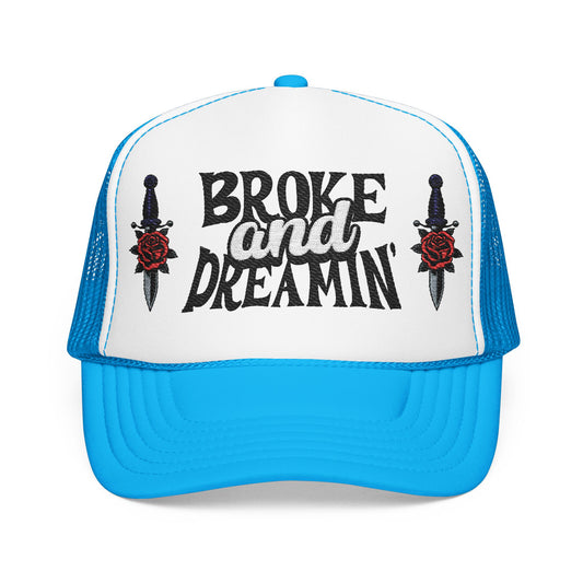 "Knife/Rose" Unisex Foam Trucker Hat - Broke and Dreamin' Hats