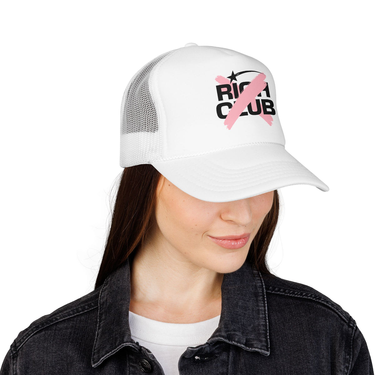 "Rich Club" Pink Logo Unisex Foam Trucker Hat - Broke and Dreamin' Hats