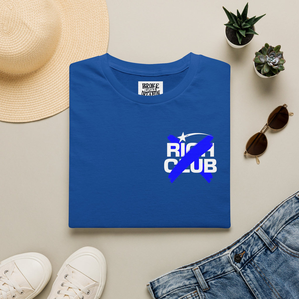 "Rich Club" Blue Logo Unisex T-Shirt - Broke & Dreamin' T-Shirts