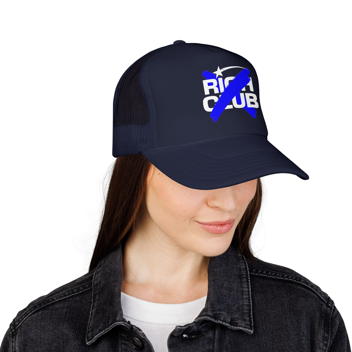 "Rich Club" Blue Logo Unisex Foam Trucker Hat - Broke and Dreamin' Hats