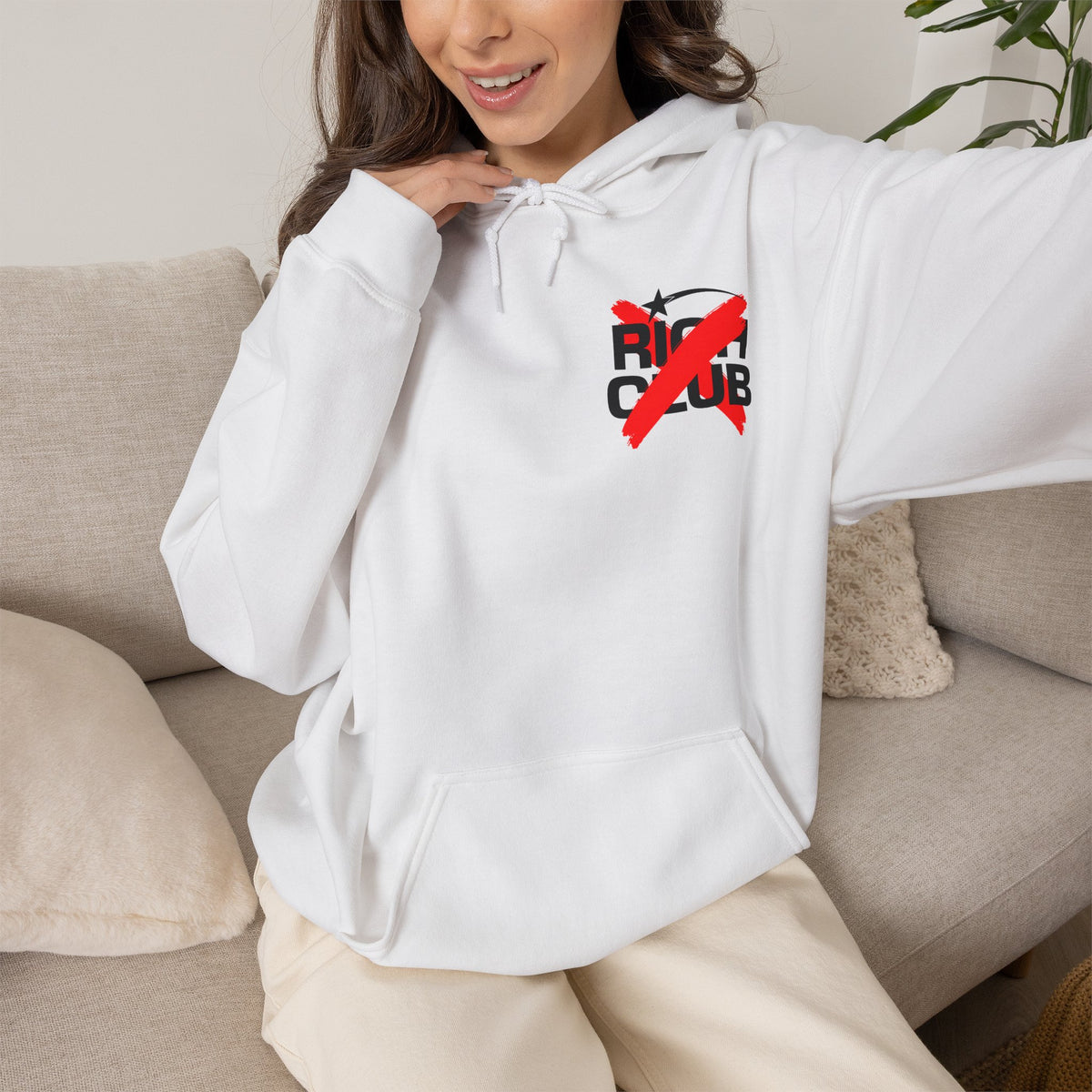"Rich Club" Red Logo Unisex College Hoodie - Broke & Dreamin' Hoodies