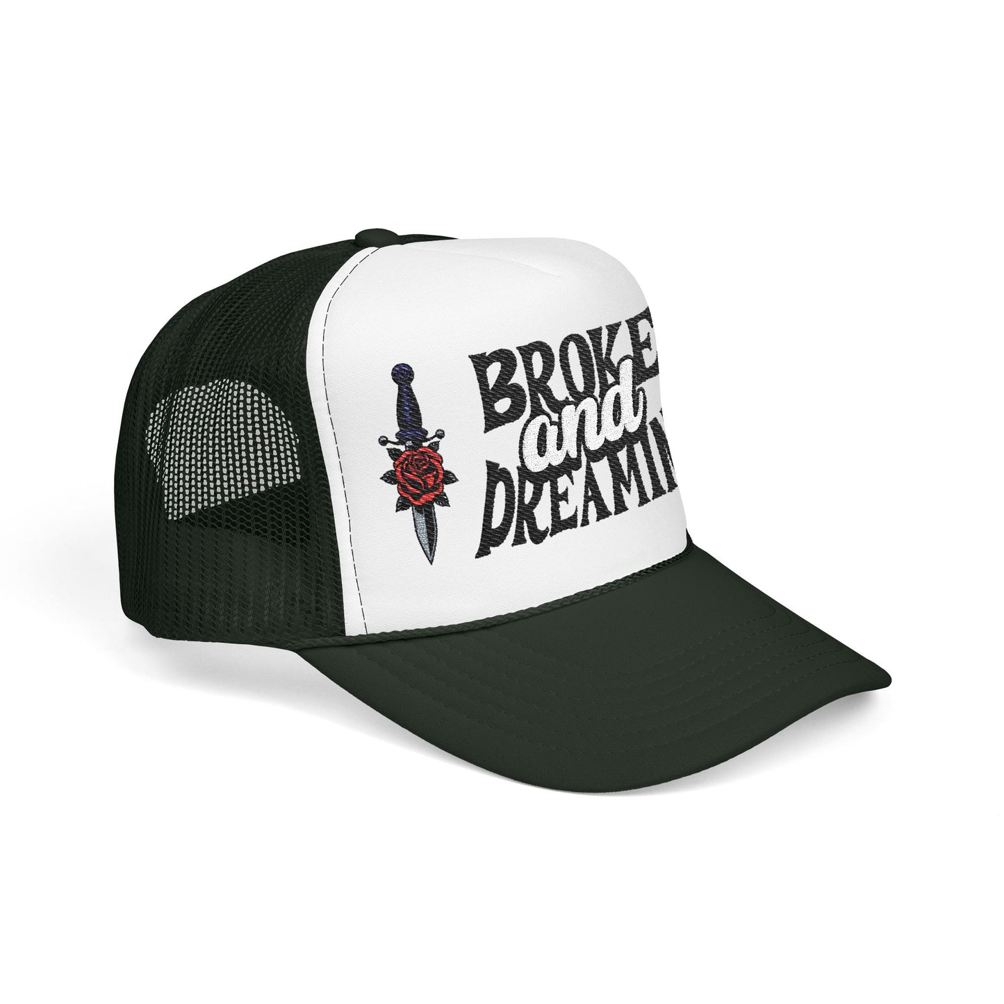 "Knife/Rose" Unisex Foam Trucker Hat - Broke and Dreamin' Hats