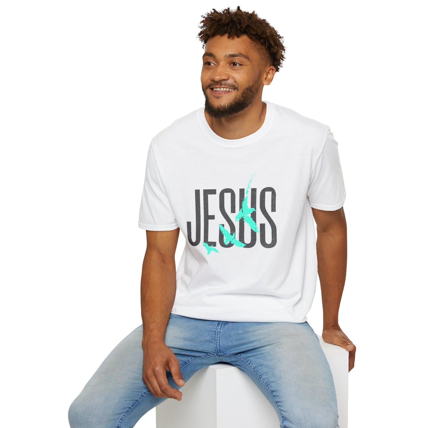 "Jesus Teal Logo” Unisex T-Shirt - Broke & Dreamin' T-Shirts