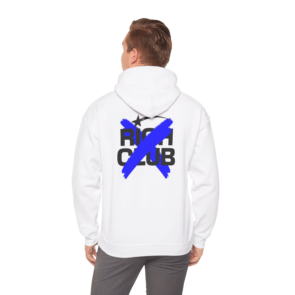 "Rich Club" Blue Logo Unisex College Hoodie - Broke & Dreamin' Hoodies
