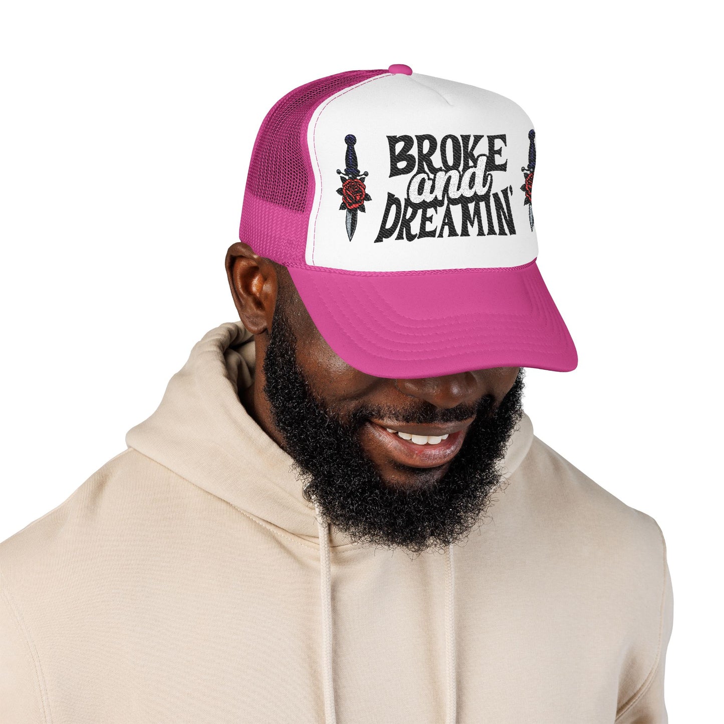"Knife/Rose" Unisex Foam Trucker Hat - Broke and Dreamin' Hats
