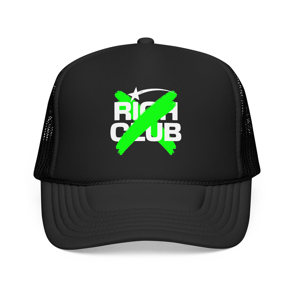 "Rich Club" Green Logo Unisex Foam Trucker Hat - Broke and Dreamin' Hats