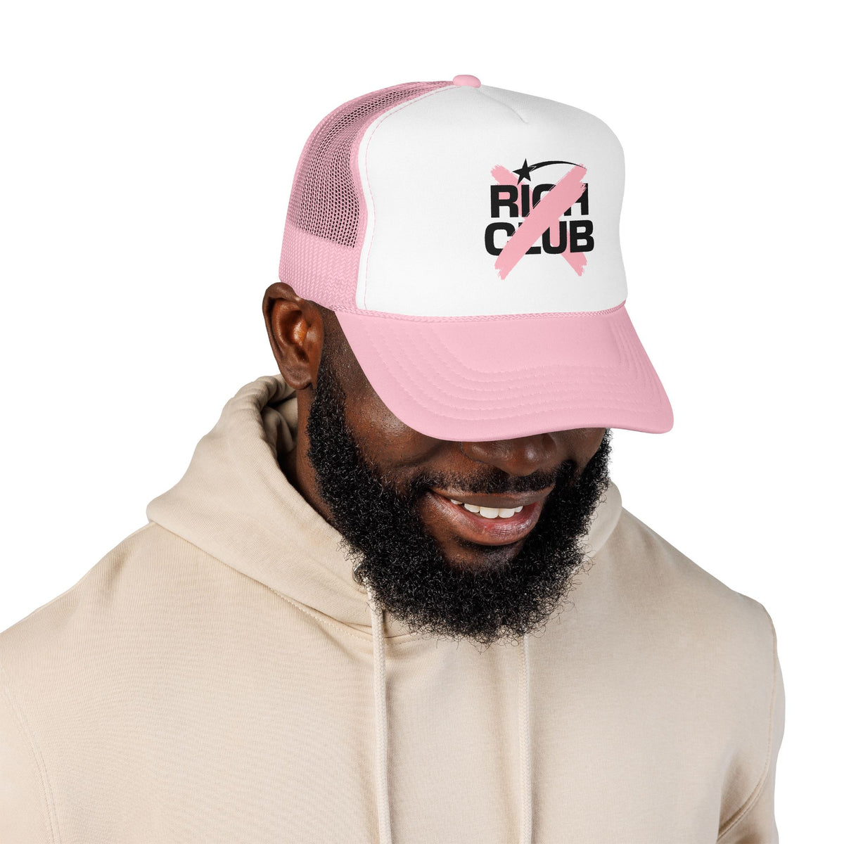 "Rich Club" Pink Logo Unisex Foam Trucker Hat - Broke and Dreamin' Hats