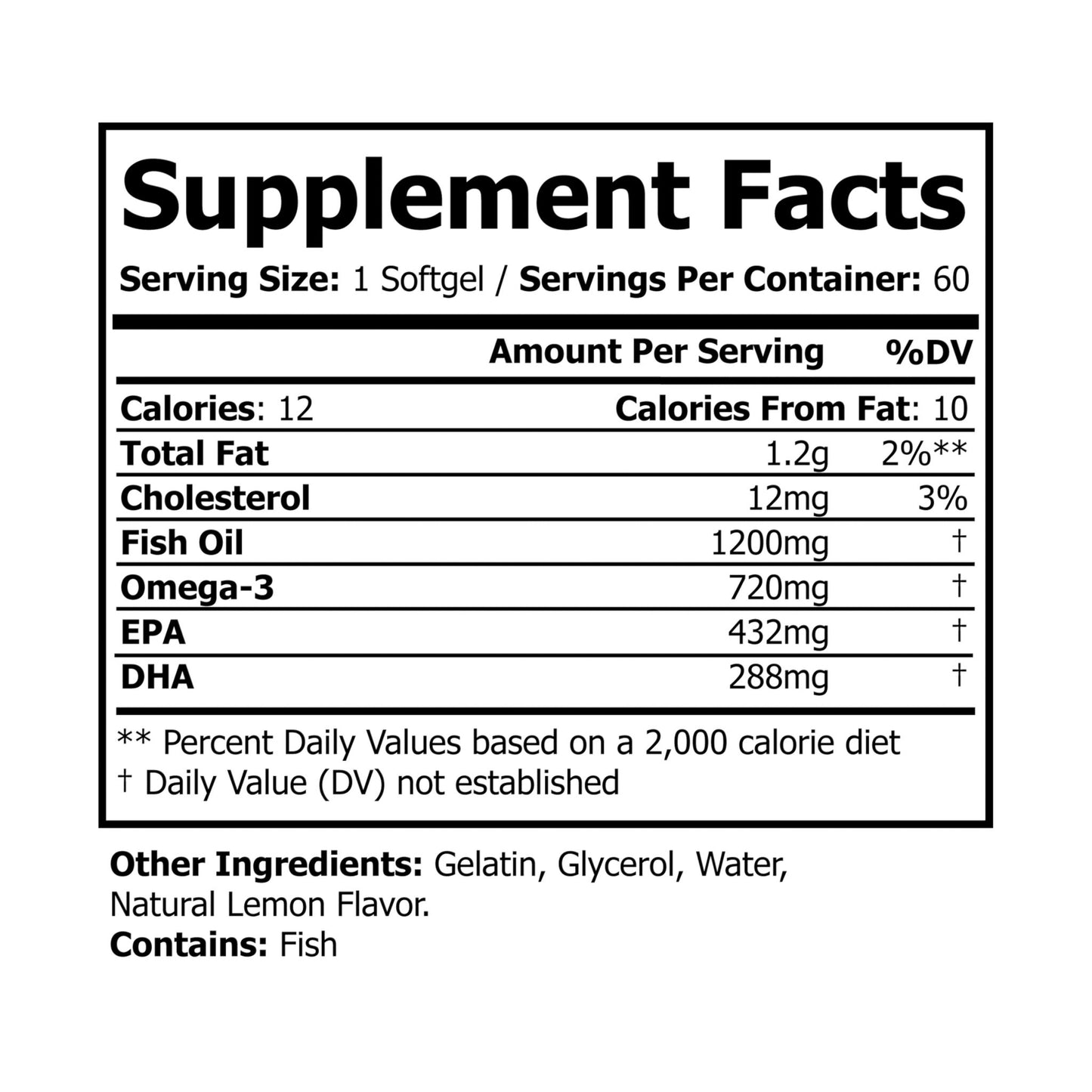 Omega 3 Fish Oil Supplement (60 Softgels) - Broke & Dreamin' Supplements