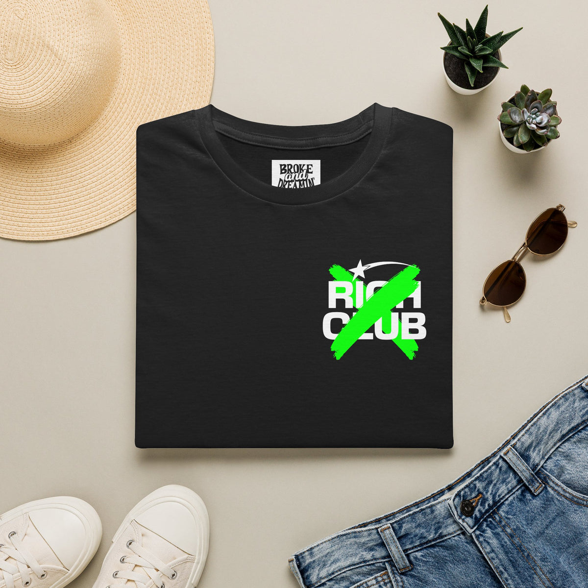 "Rich Club" Green Logo Unisex T-Shirt - Broke & Dreamin' T-Shirts