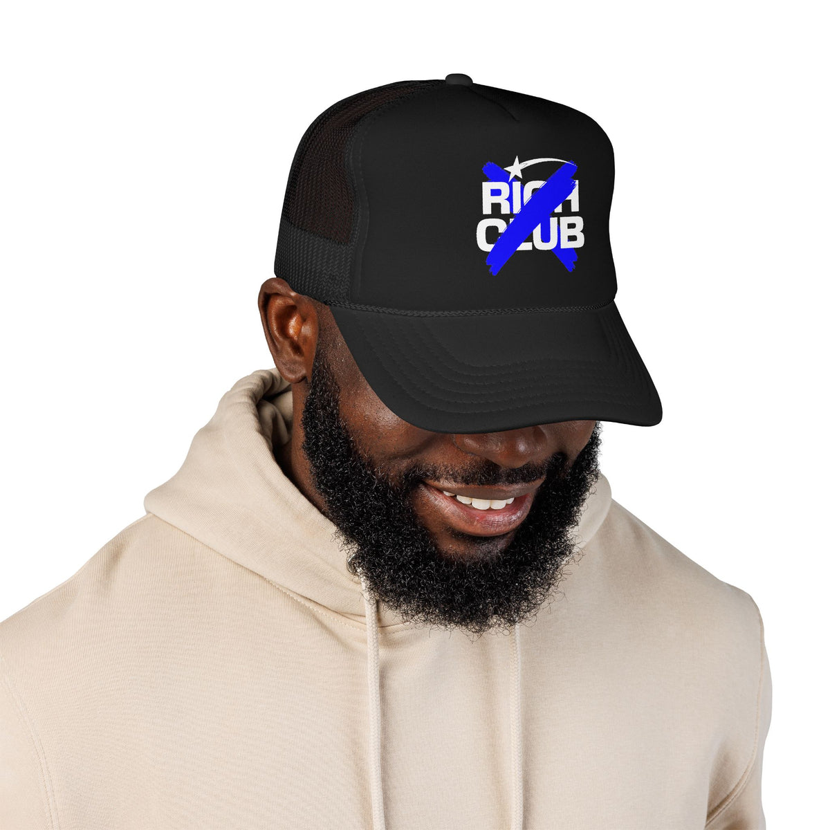 "Rich Club" Blue Logo Unisex Foam Trucker Hat - Broke and Dreamin' Hats