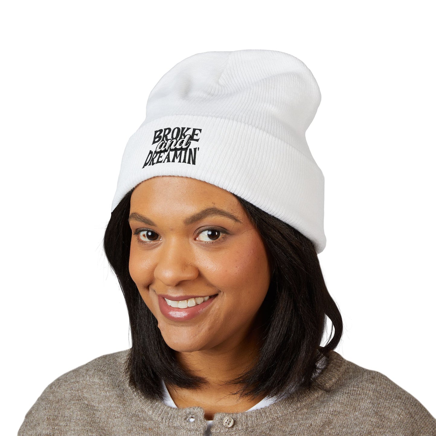 "Broke and Dreamin' Logo" Embroidered Cuffed Beanie - Broke & Dreamin' Beanies