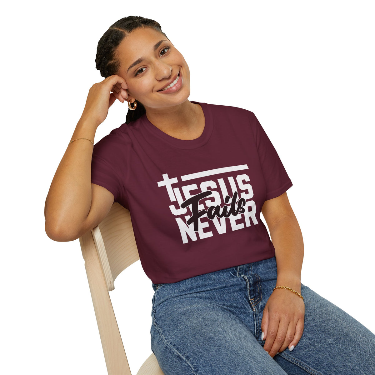 "Jesus Never Fails” Unisex T-Shirt - Broke & Dreamin' T-Shirts