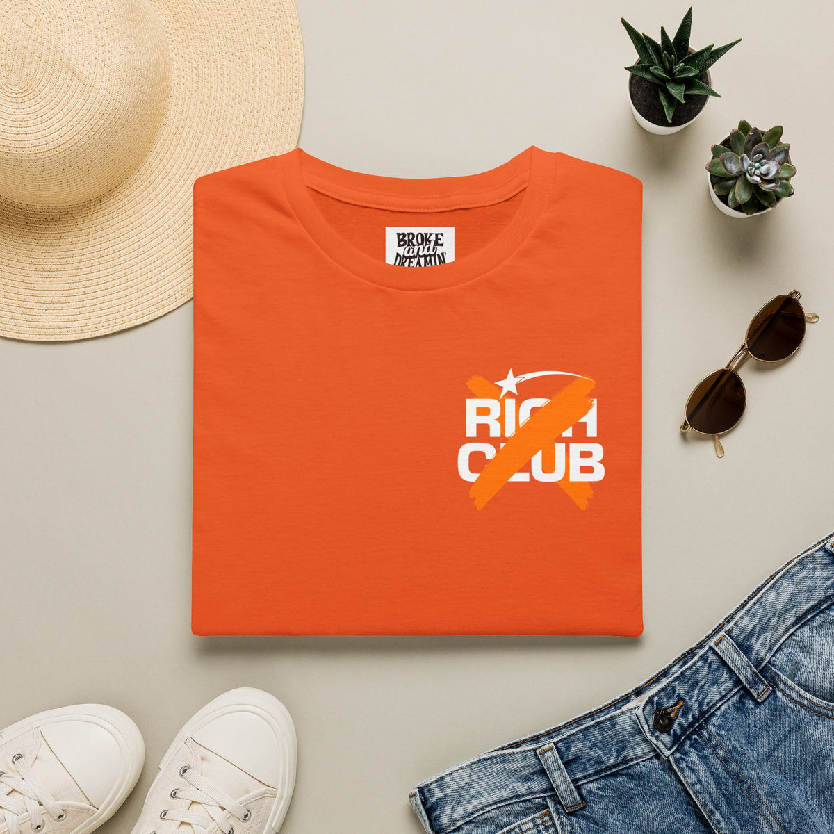 "Rich Club" Orange Logo Unisex T-Shirt - Broke & Dreamin' T-Shirts