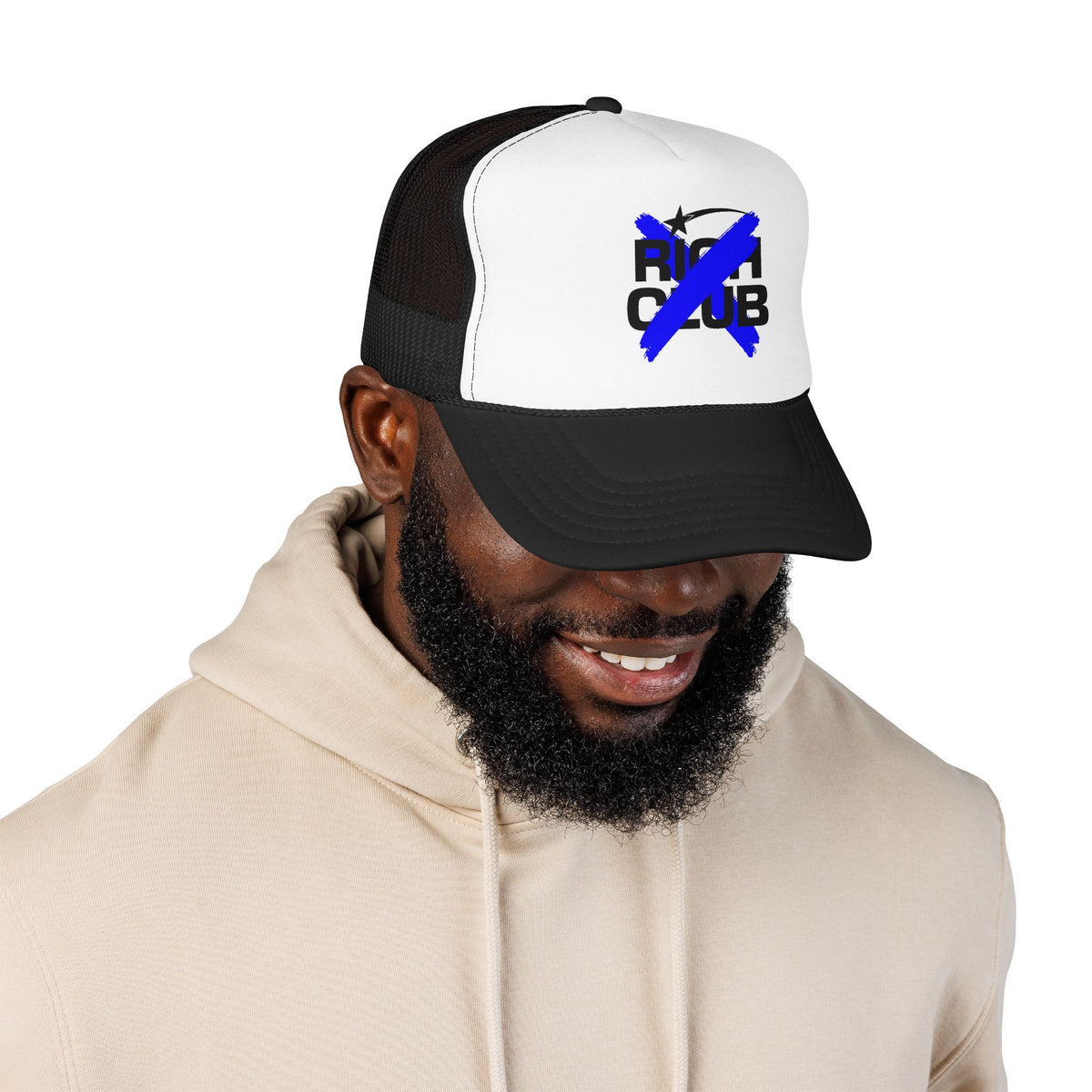 "Rich Club" Blue Logo Unisex Foam Trucker Hat - Broke and Dreamin' Hats