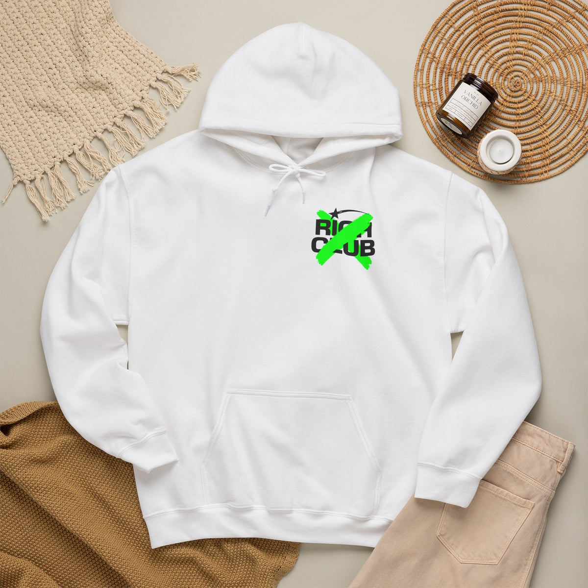 "Rich Club" Green Logo Unisex College Hoodie - Broke & Dreamin' Hoodies
