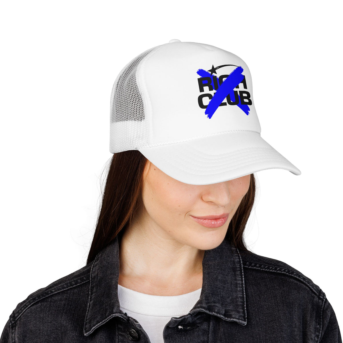 "Rich Club" Blue Logo Unisex Foam Trucker Hat - Broke and Dreamin' Hats
