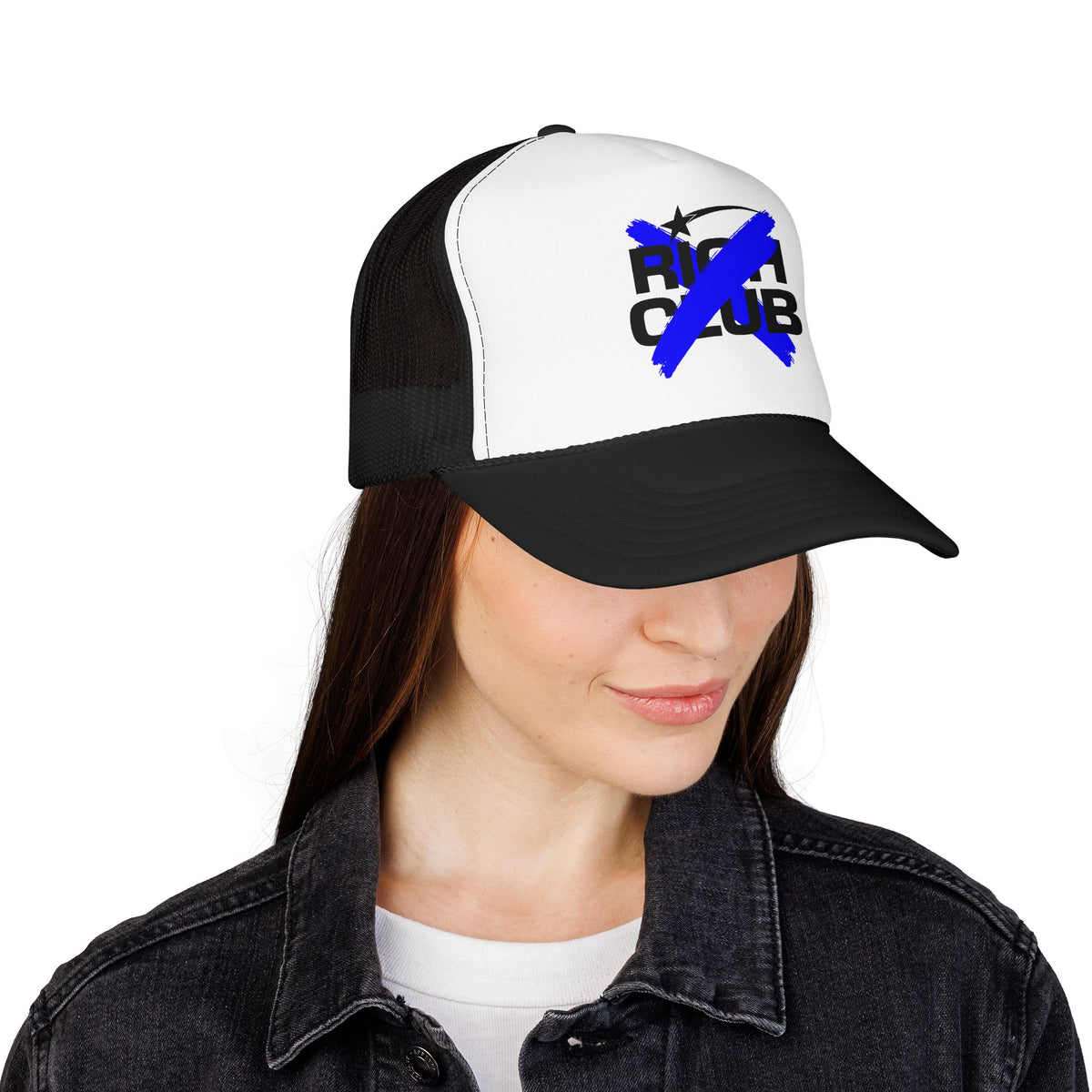 "Rich Club" Blue Logo Unisex Foam Trucker Hat - Broke and Dreamin' Hats