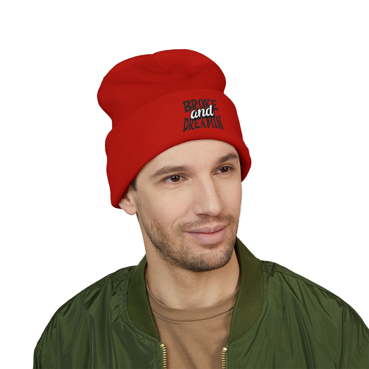 "Broke and Dreamin' Logo" Embroidered Cuffed Beanie - Broke & Dreamin' Beanies