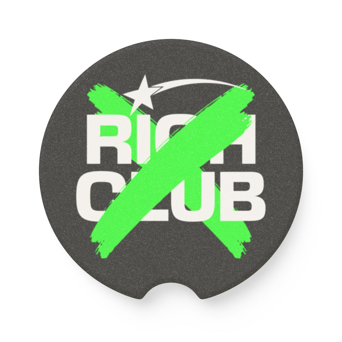 "Rich Club" Green Logo Soapstone Car Coaster – Broke & Dreamin' Car Cup Holder Coaster