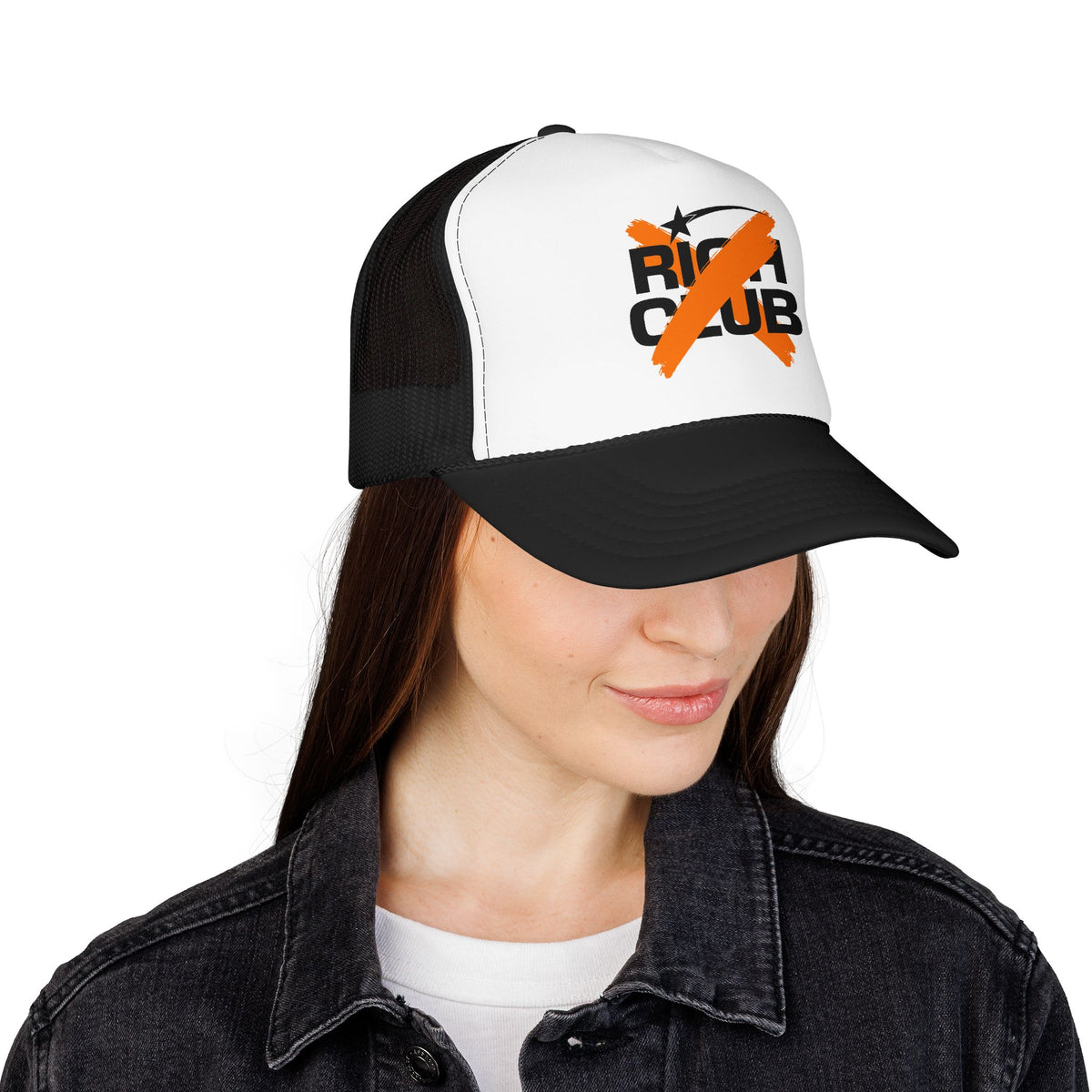 "Rich Club" Orange Logo Unisex Foam Trucker Hat - Broke and Dreamin' Hats