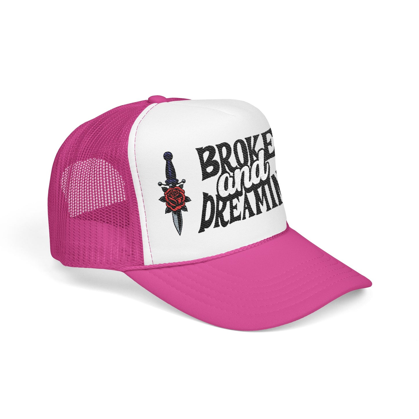 "Knife/Rose" Unisex Foam Trucker Hat - Broke and Dreamin' Hats