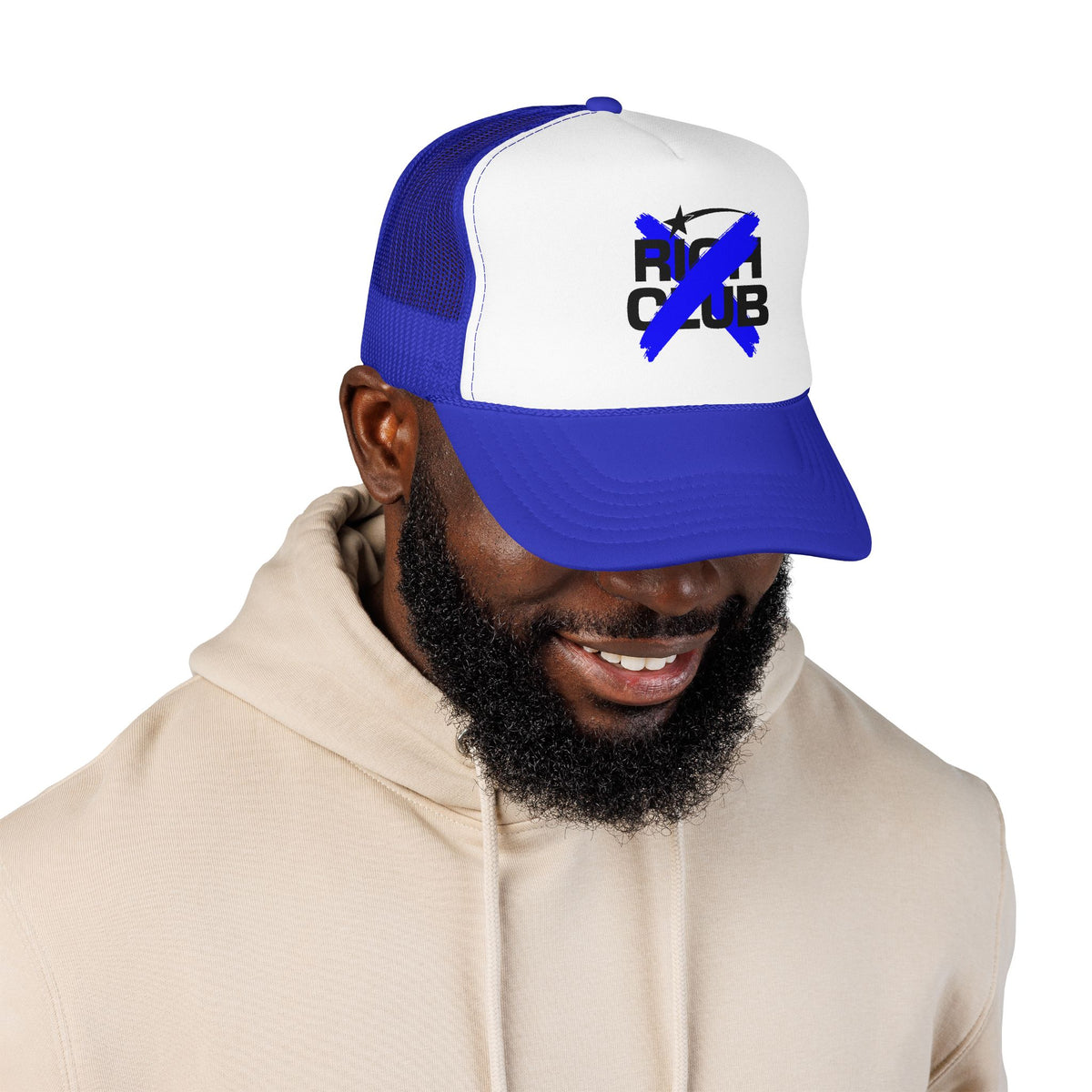 "Rich Club" Blue Logo Unisex Foam Trucker Hat - Broke and Dreamin' Hats