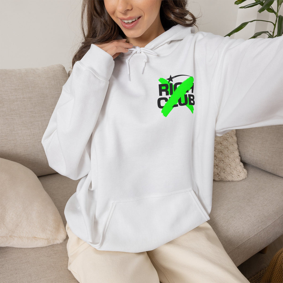 "Rich Club" Green Logo Unisex College Hoodie - Broke & Dreamin' Hoodies