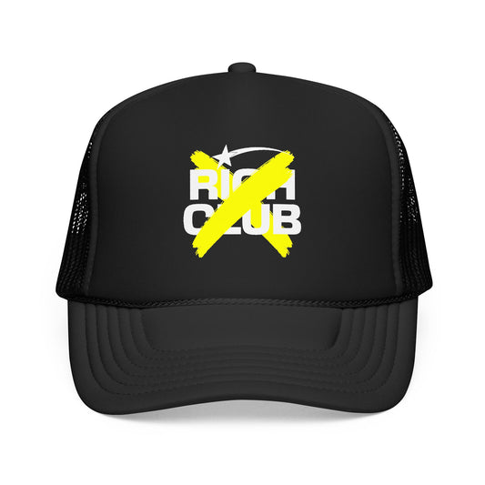 "Rich Club" Yellow Logo Unisex Foam Trucker Hat - Broke and Dreamin' Hats