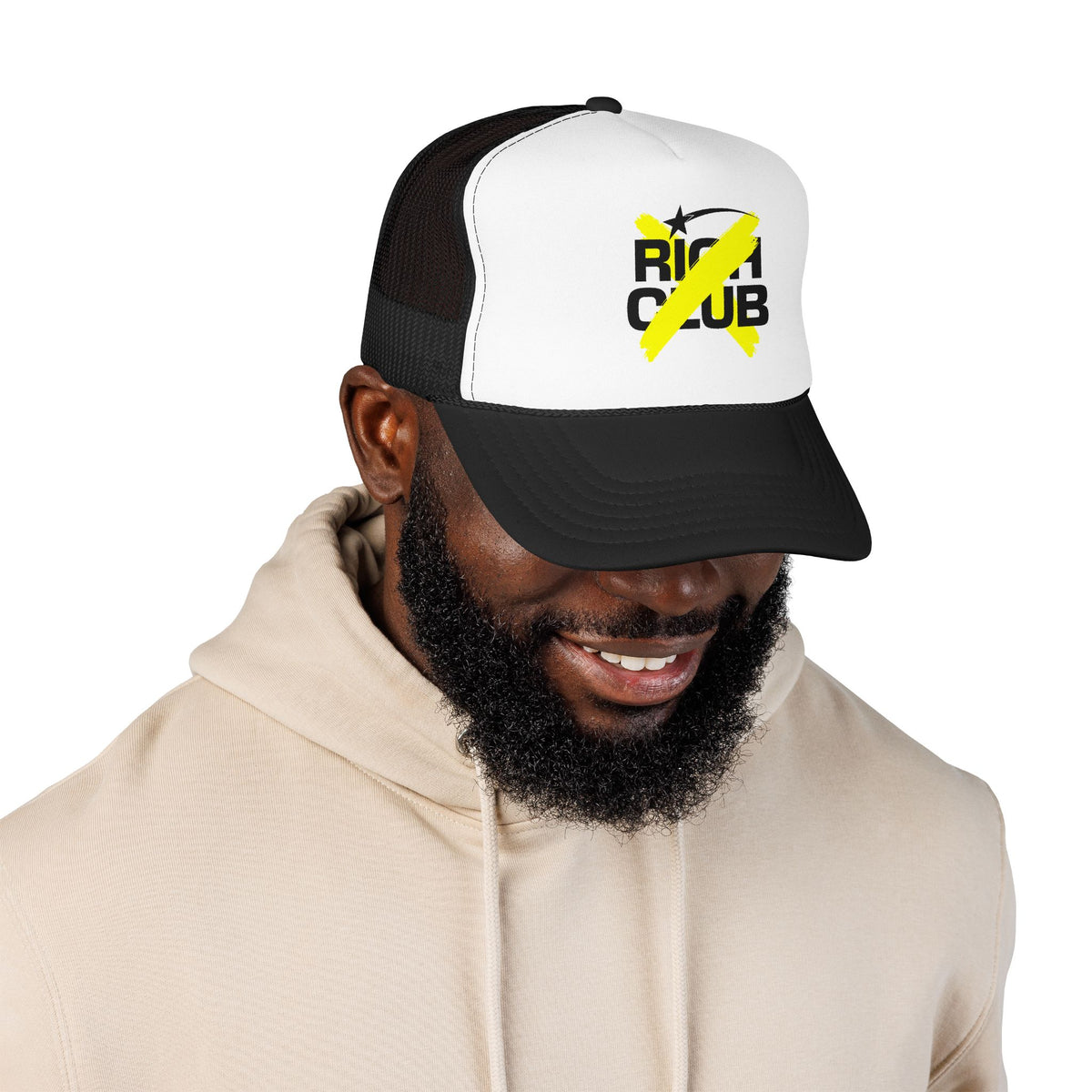 "Rich Club" Yellow Logo Unisex Foam Trucker Hat - Broke and Dreamin' Hats