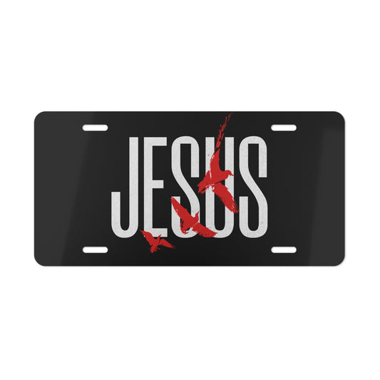 "Jesus Logo Red" Vanity Plate - Broke & Dreamin' Vanity Plates